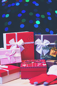 红色豪华新礼物诞礼物新快乐诞背景与礼品盒诞节庆祝活动图片