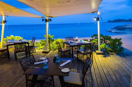 海景晚餐区马来西亚餐厅高清图片