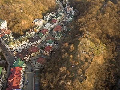 秃山的鸟瞰,野餐的地方,沃兹维真卡区美丽的新住宅基辅,乌克兰照片无人机秃顶山,沃兹维真卡区美丽图片