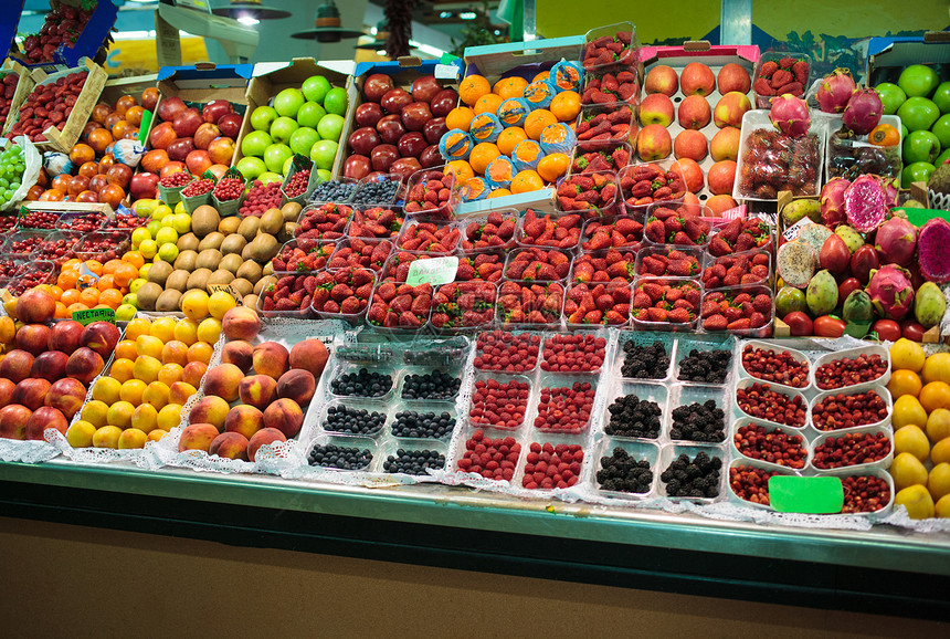 市场上篮子里的水果巴塞罗那,西牙市场上篮子里的水果图片