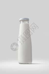 白色背景上装满新鲜牛奶的璃瓶健康的食物白色背景上分离的牛奶瓶图片