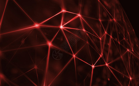 黑色虚拟抽象区块链技术网络背景与灯线网格抽象技术网络网格破坏球体网络几何球体多边形线点区块链网络抽象连接点明亮图片