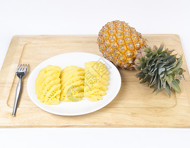 菠萝白色上分离新鲜度高清图片素材
