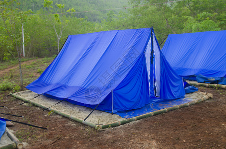 晨光中的天然田野上露营帐篷图片