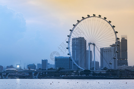新加坡日落城市天际线商业区图片