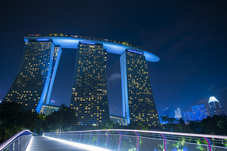 新加坡商业现代建筑景观金沙湾酒店傍晚图片