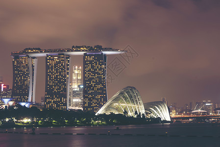 黄昏的新加坡城市景观新加坡商业现代建筑景观围绕码头湾黄昏,新加坡20187月11日背景图片