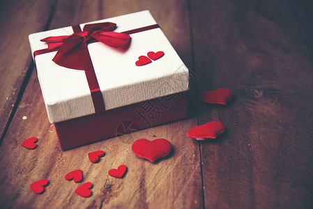 心与丝带情人节礼盒,情人节的爱背景