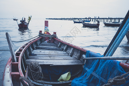 海上渔船,日落渔村图片