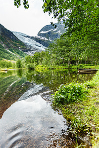 博雅布林冰川湖泊景观Fjaerland地区,索根达尔市索格峡丹县,挪威博雅布林冰川湖泊挪威背景