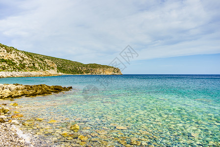 希腊岩石石海海岸线,希腊Peloponnese佩罗蓬尼斯的希腊海岸线图片