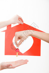 爱情浪漫贸易关系的两个人符号手着房子的符号,给取心钥匙两个人符号图片