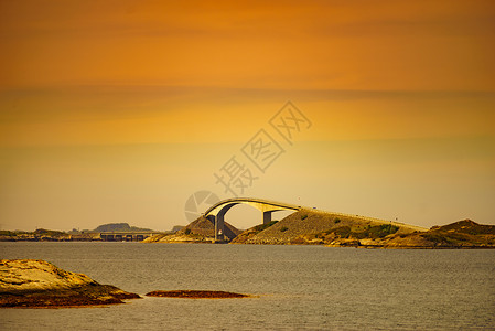 女星世界著名的大西洋路桥挪威欧洲远处看挪威风景道旅游景点挪威的大西洋路背景