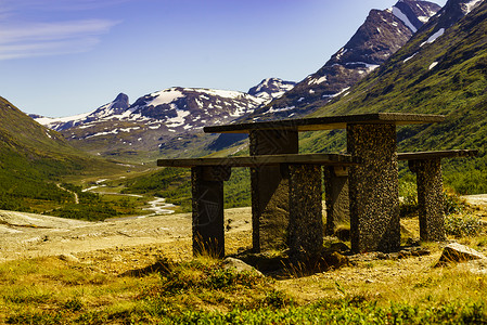 索南达杰野餐地点休息停留地点夏季山脉景观挪威旅游景区路线55索涅夫杰莱特旅行中的假期放松山区休息场所挪威路线索格涅背景