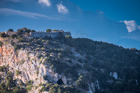 著名的纳瓦罗城堡梅西尼亚希腊佩罗奔尼撒,地中海欧洲假日旅行冒险纳瓦里诺城堡,希腊佩罗奔尼斯背景图片