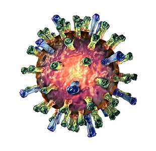 麻疹病细胞种显微传染病,白色背景上分离,三维插图图片