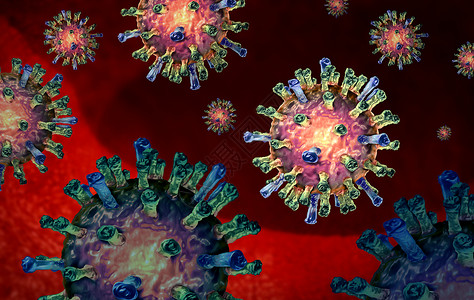 麻疹病细胞的人体内的微小传染病,三维插图图片