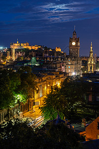 爱丁堡城市景观卡尔顿山日落黄昏,爱丁堡,苏格兰英国图片