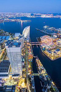 日本横滨市全景现代城市的鸟瞰图高清图片