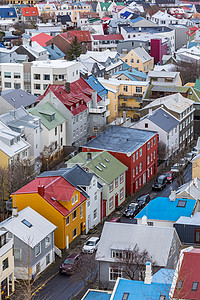冰岛首都雷克雅未克市的鸟瞰图高清图片