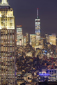 纽约摩天大楼天际线建设城市景观日落纽约市纽约美国帝国高清图片素材