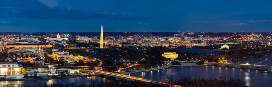 全景鸟瞰华盛顿特区城市景观阿灵顿弗吉尼亚美国背景