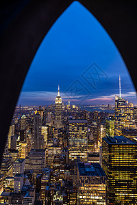 纽约摩天大楼天际线建设城市景观日落纽约市纽约美国图片