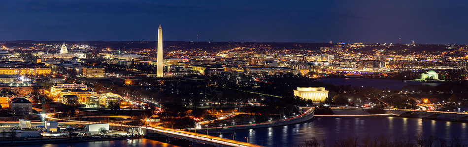 全景鸟瞰华盛顿特区城市景观阿灵顿弗吉尼亚美国高清图片