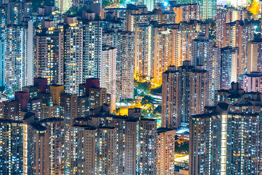 香港城市景观夜间,天空刮板建筑图片