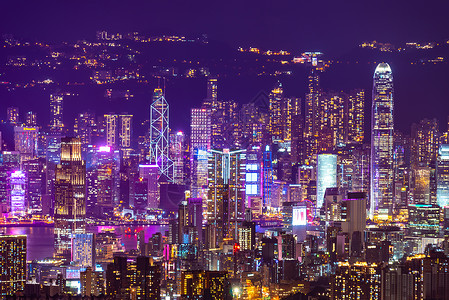 中国香港20198月香港夜景,天空刮刀大楼图片