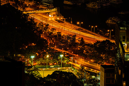 香港城市夜晚与轻城景观图片