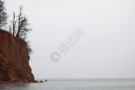 潘波罗沃秋天波罗的海悬崖奥洛,格丁尼亚波兰背景