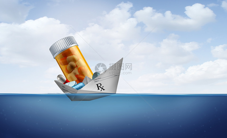 处方药品保险政策医疗保险医疗保险符号纸船,由医生处方单制成,带3D插图元素的医疗保险图片