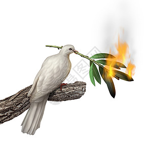 平与鸽子携带燃烧的橄榄树枝危机的信念环境问题的想法与三维插图元素图片