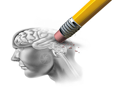大脑记忆记忆丧失痴呆疾病的,以及失大脑功能记忆阿尔茨海默病健康标志的神经学精神问题与三维插图元素白色背景背景