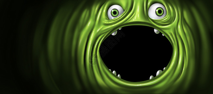 绿色怪物的脸个外星生物,张嘴个趣的令人毛骨悚然的食人魔可怕的恶魔,空白文本区域节日问候古怪的人物背景图片