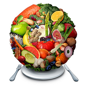 吃健康营养与三维插图元素图片