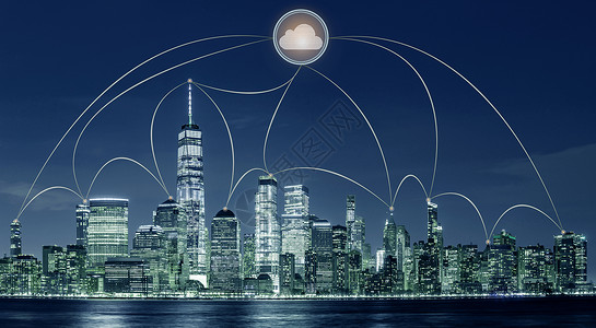 纽约市城市景观与云计算技术的图片