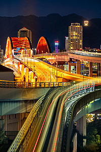 日落黄昏单轨轨道高速公路红桥神户市中心Hyogokansai日本背景图片