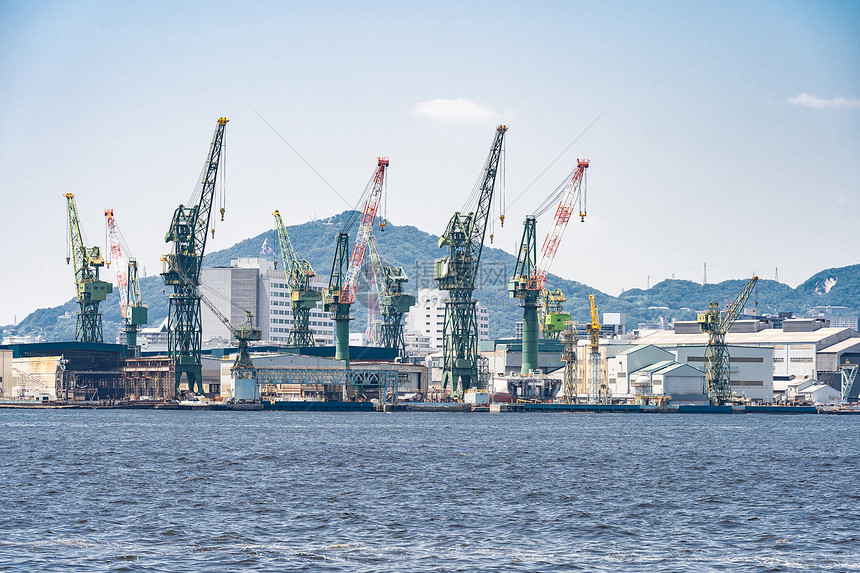 重重机日本神户海果关西港口工业区用进口出口航运全球业务背景图片