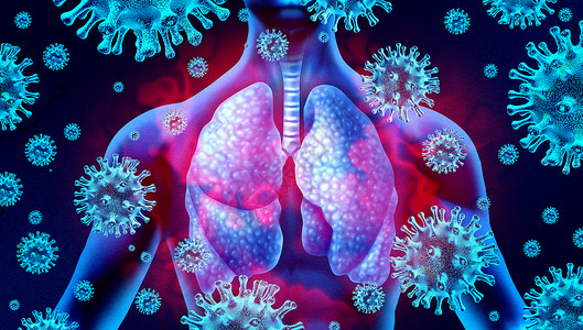 肺感染肺病感染冠状病暴发病肺炎冠状病流感种危险的流感株病例,种大流行的医疗健康风险,三维呈现元素背景