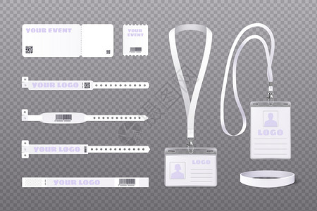 传递事件成员身份证腕带访问门票选择空白现实透明背景矢量插图背景图片