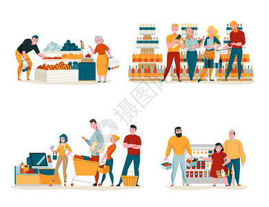 超市店员超市图标购物符号平孤立矢量插图插画