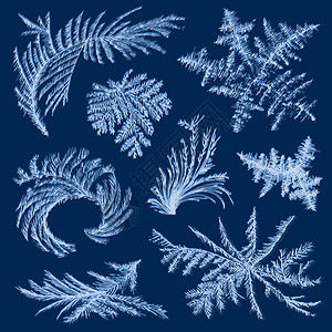 婴亲霜元素现实的霜冻冰集与图像冬季璃绘画的各种形状矢量插图插画