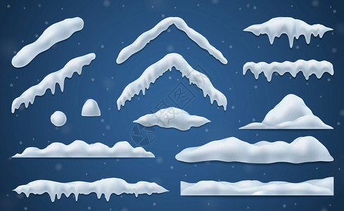 不受季节影响雪帽雪球现实蓝色背景矢量插图插画