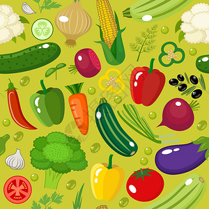 蔬菜无缝图案矢量插图图片