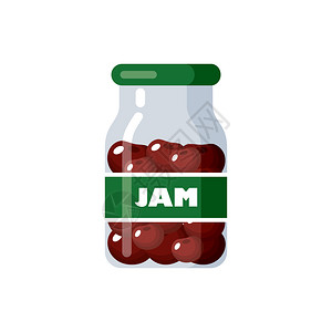 镀锡樱桃酱罐头罐头产品,保存食品,密封罐中供应矢量平插图插画