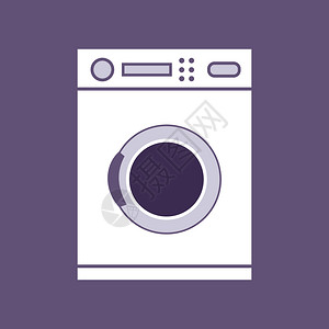 乾清门洗衣机隔离家用厨房用具矢量平插图插画