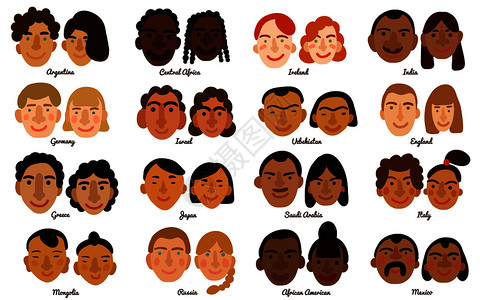 以色列人来自同的男人女人的套国际人类孔矢量插图插画