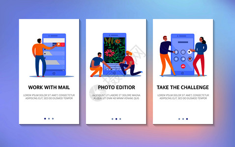 富文本编辑器电话互动垂直横幅与文本字段人用邮件照片编辑器图标平孤立矢量插图手机互动横幅插画